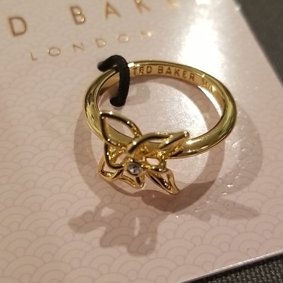 💕TED BAKER LONDON💕 Gold Mini Crystal Breeze Ring (M/L) NWT - Picture 7 of 8